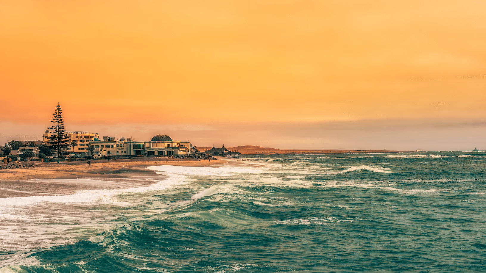 The view from the sea of the city of Swakopmund in Namibia